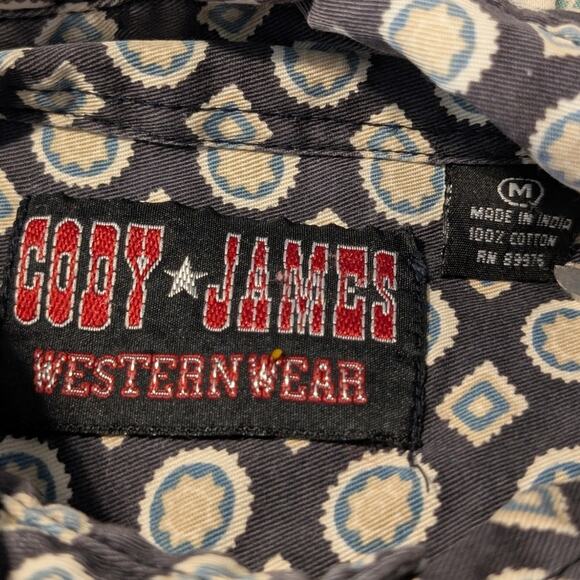 Vintage Cody James Western Gear Geometric Print Button Front Shirt Mens M - Picture 3 of 8